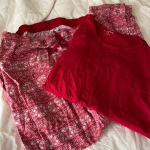Misses Lands End XL (18) Red& White Winter Pajamas
